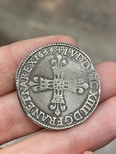 Louis XIV Quart d’écu - Titulature côté croix - 1644 - F - Angers 