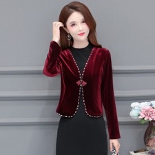Femme Velours Veste Cardigan