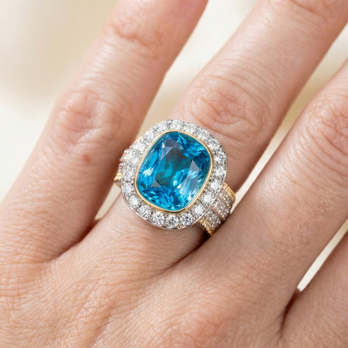 Bague femme luxe pierre bleue - bague,