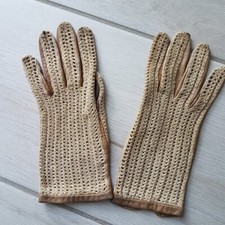 Gants femme vintage en cuir et crochet
