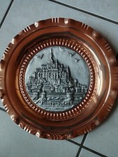 Assiette Décorative Murale Étain Et Cuivre Mont St Michel Souvenir De France