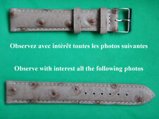 18 mm CUIR DE VEAU VÉRITABLE FACON AUTRUCHE GRIS TAUPE COUSU TON / TON FAIT MAIN