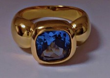 T53 Bague plaqué or tank topaze ring gold plated cadeau Noel bague art déco