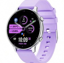 Montre Connecté Ronde Femme Écran HD Traqueur Fitness 100 Modes Sports Sommeil