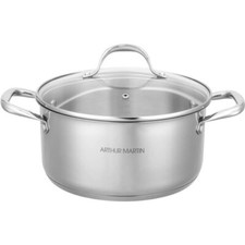 Marmite Induction Faitout Inox 24cm Arthur Martin Avec Couvercle En Verre AM3549