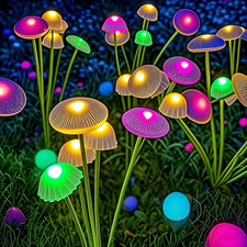 Lampes Solaires LED Champignon Jardin Étanche IP65 Ambiance Patio Allée