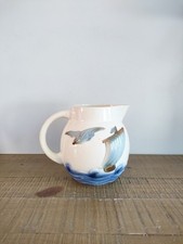 Ancien Pichet Cruche Barbotine Digoin Sarreguemines Marine Voilier Oiseau Mer