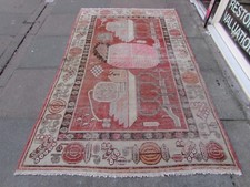 Ancien Worn Main Fabriqué Traditionnel Oriental Laine Délavé Rouge Rose Tapis