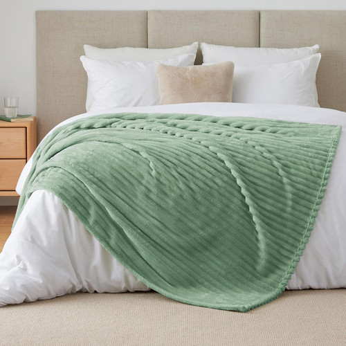 Plaid polaire vert sauge pour - plaid,