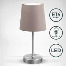 Lampe de table design moderne tissu taupe pied métal lampe de chevet  LED E14 