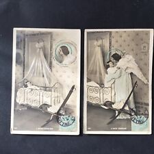 2 CPA Ange Gardien Lit Enfant 1905 Cartes Postales Religieuses