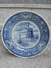 ASSIETTE MURALE FAÏENCE DE DELFT Décor Moulin 25 cm