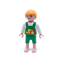 PLAYMOBIL * ENFANT MODERNE * Garçon Blond Salopette Verte Hérisson 3210