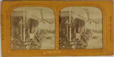 MONACO Le tir au pigeon Fusil c1865 Photo Stereo Diorama Vintage Albumine