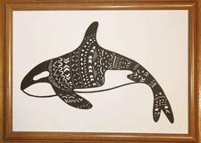 Art japonais Kirie Orca fait à la main - découpe traditionnelle de papier d'é...