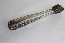 Pince a sucre Russe argent et émaux cloisonnés XIXe siècle (49432)