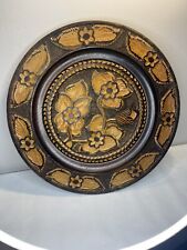 Plateau / Plat Breton en Bois Sculpté Décor Floral Vintage - Art Déco