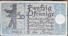 Billet Allemagne 50 pfennig 09/1921 Berlin GrM 92,1  3/20