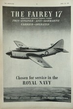 4/1951 PUB FAIREY GANNET 17 ANTI SUBMARINE AIRCRAFT ASW ROYAL NAVY ORIGINAL AD