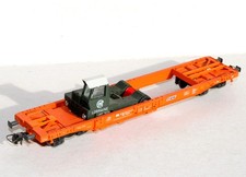 RARE! MARKLIN HO 94194 WAGON PLAT POCHE KANGOUROU + TRACTEUR SEMI REMORQUE, SNCB