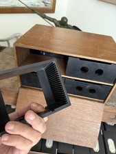 MEUBLE + 8 PANIERS GAUMONT STEREOSCOPE STEREOVIEWER 6x13 PLAQUES VERRE