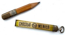 ANCIEN STYLO CRAYON A PAPIER CHOCOLAT MEUNIER 5 CENTIMES 1876