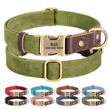 Collier Pour Chien en Cuir Souple Personnalisable Avec Plaque Gravée Résistant
