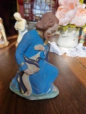 Santon ancien en Plâtre St Joseph Agenouillé 15cm de haut.