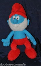 ?Doudou Grand Les SCHTROUMPFS Bleu Peyo 2010 Rouge Barbe Peluche 33 Cm TTBE