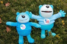 BUTAGAZ lot de 2    PELUCHE OURS BLEU  18 et 20 CM COM NEUF