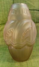 SUPERBE VASE EPOQUE ART DECO EN VERRE MOULE PRESSE SIGNE ETALEUNE PARIS FRANCE