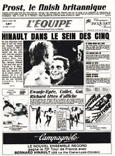 CYCLISME carte LA UNE DE L'EQUIPE TOUR DE FRANCE 1985 HINAULT LEMOND