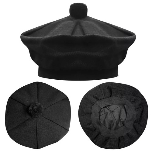 Bonnet beret tartan noir - bonnet,