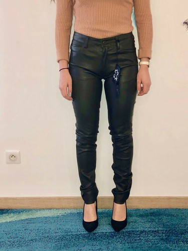 Luxe pantalon cuir agneau kaki - pantalon,
