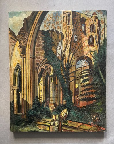 Ruines église huile sur - ruines,