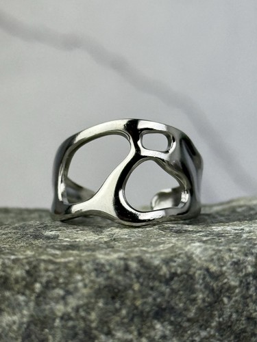Bague argentée ajourée - argentée,