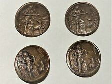 -4 BOUTONS ANCIENS EN Métal Argenté décor DIANE CHASSERESSE Signés ARMAND BARGAS