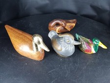 LOT 4 canards de collection presse papier , boîte plomb étain, bois