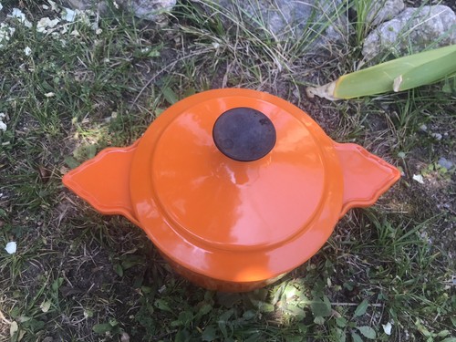 Chaudron vintage fonte orange - chaudron,