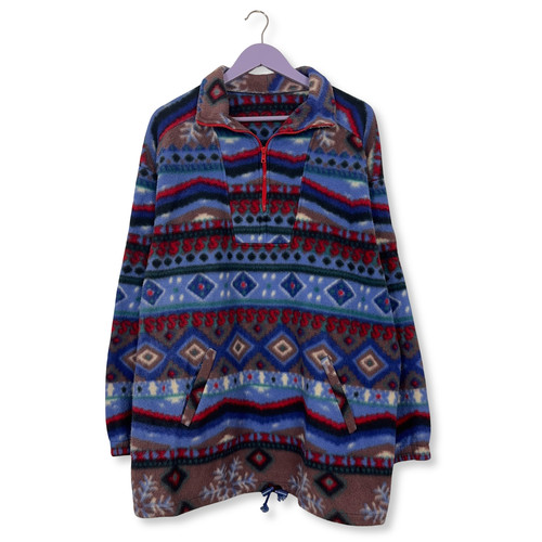 Pull vintage bleu rouge - pull, et