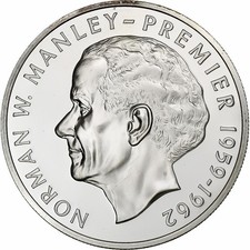 Jamaïque, Elizabeth II, 5 Dollars, 1976, Franklin Mint, BE, Argent, FDC, KM:62a