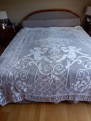 Ancien rideau filet motif - rideau,