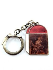 PORTE-CLES - BORNE KILOMÉTRIQUE Saint-Christophe, Métal Émaillé Original 1960s