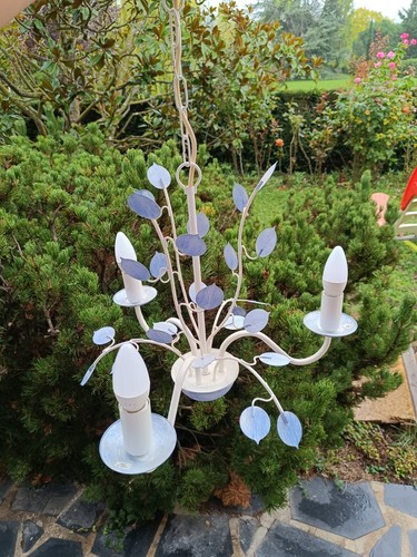 Lustre feuille bleu blanc - lustre,