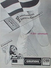 PUBLICITE GRUNDIG C100 CASSETTE JUKE BOX PORTATIF DE 1966 FRENCH AD PUB VINTAGE