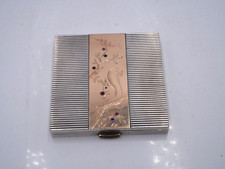 RARE POUDRIER EN ARGENT MASSIF ET OR 18 CARATS ORIGINE FRANCE DECOR ECUREUIL