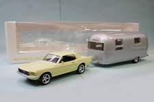 Norev Jet-Car - FORD MUSTANG 1968 jaune + caravane AIRSTREAM Neuf NBO 1/43