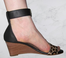 Sandales cuir noir et daim léopard Bocage 37