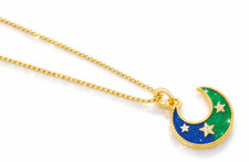 Collier  demi lune bleu‑vert