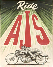 Affiche moto AJS 1950 - Ride